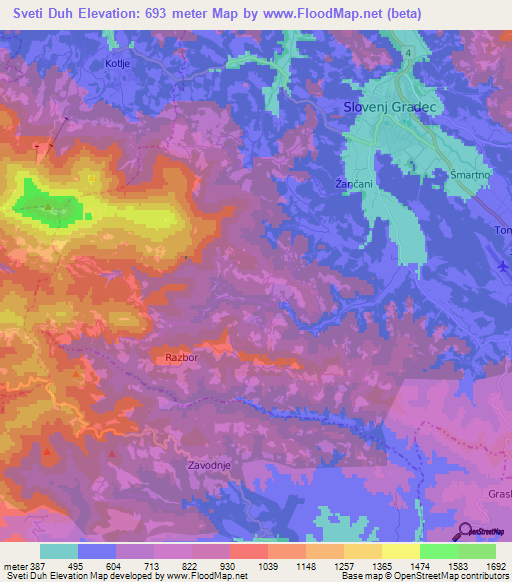 Sveti Duh,Slovenia Elevation Map