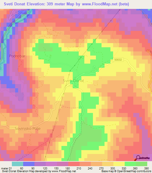 Sveti Donat,Croatia Elevation Map