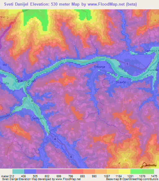 Sveti Danijel,Slovenia Elevation Map