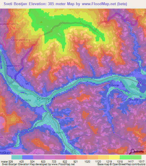 Sveti Bostjan,Slovenia Elevation Map