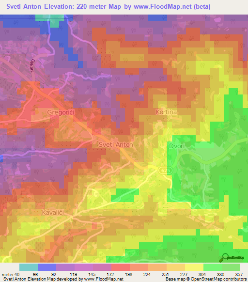 Sveti Anton,Slovenia Elevation Map