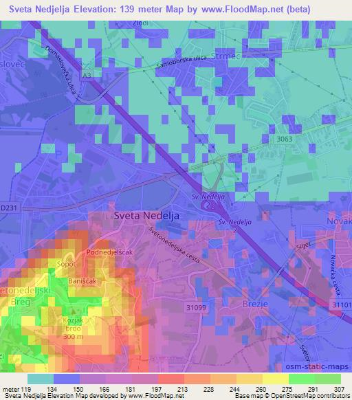Sveta Nedjelja,Croatia Elevation Map