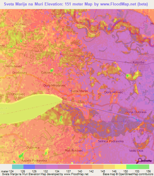 Sveta Marija na Muri,Croatia Elevation Map