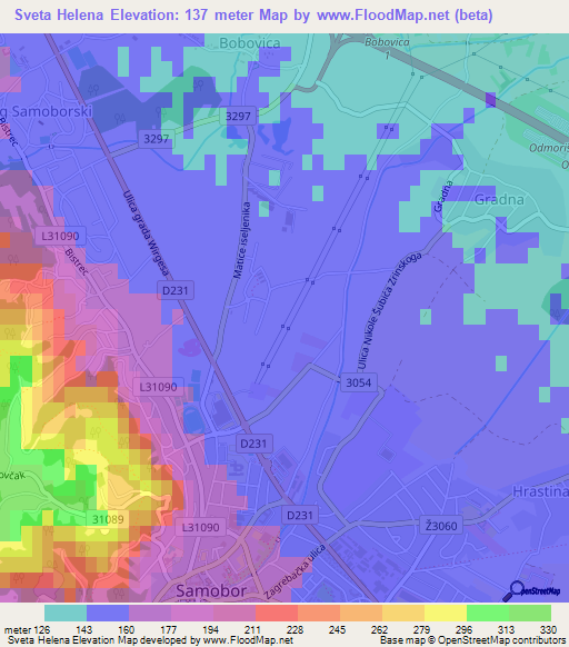 Sveta Helena,Croatia Elevation Map