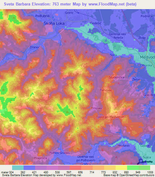 Sveta Barbara,Slovenia Elevation Map