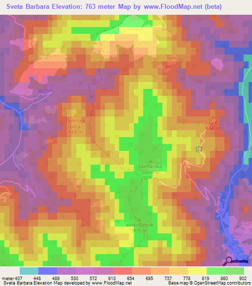 Sveta Barbara,Slovenia Elevation Map