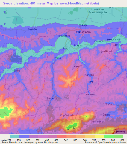 Sveca,Slovenia Elevation Map