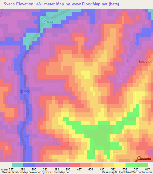 Sveca,Slovenia Elevation Map