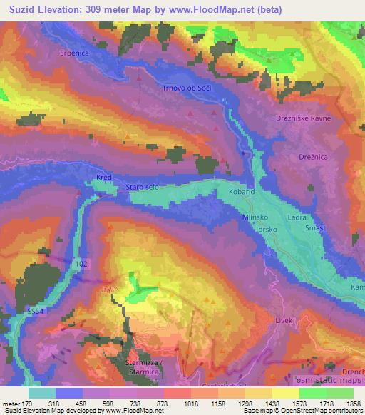 Suzid,Slovenia Elevation Map