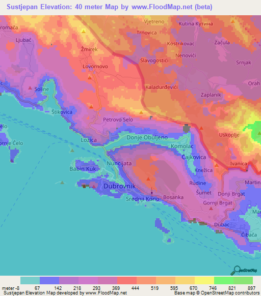 Sustjepan,Croatia Elevation Map