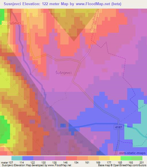 Susnjevci,Croatia Elevation Map