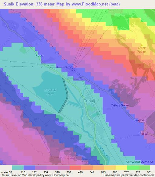 Susik,Croatia Elevation Map