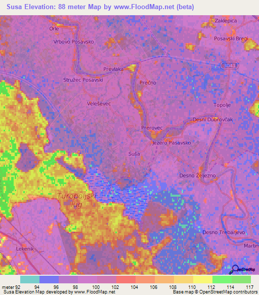 Susa,Croatia Elevation Map