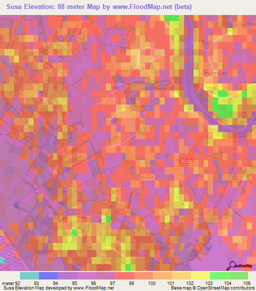 Susa,Croatia Elevation Map