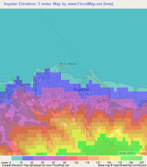 Supetar,Croatia Elevation Map