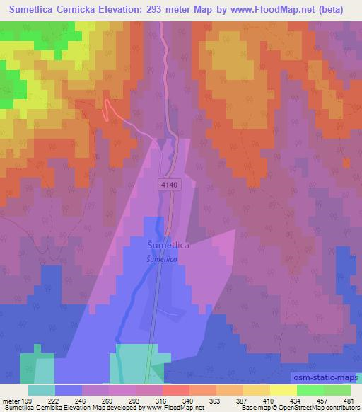 Sumetlica Cernicka,Croatia Elevation Map
