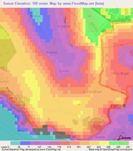 Sumet,Croatia Elevation Map