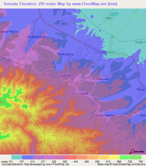 Sumede,Croatia Elevation Map