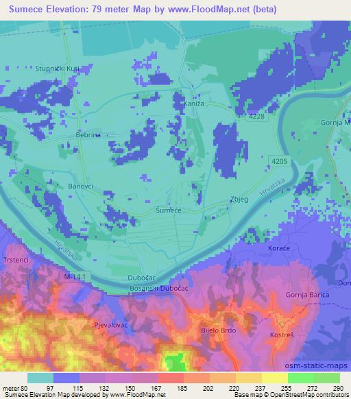 Sumece,Croatia Elevation Map