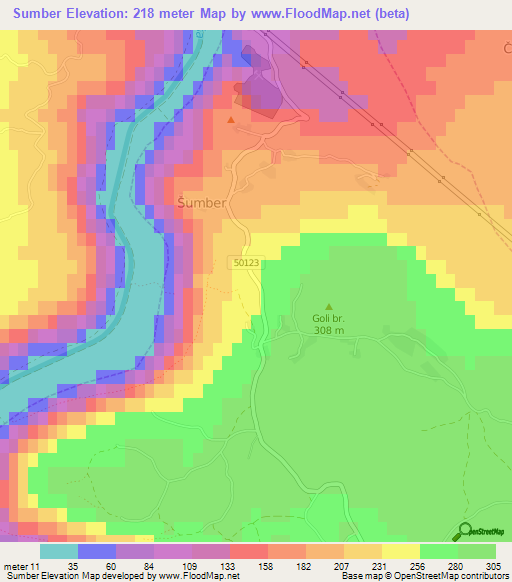 Sumber,Croatia Elevation Map