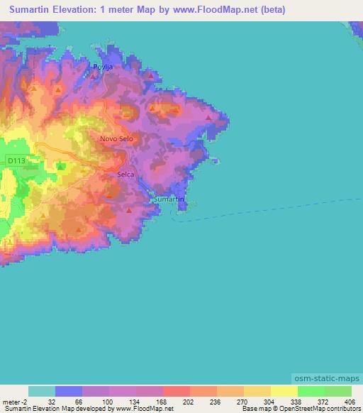 Sumartin,Croatia Elevation Map