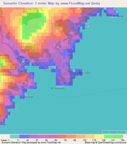 Sumartin,Croatia Elevation Map