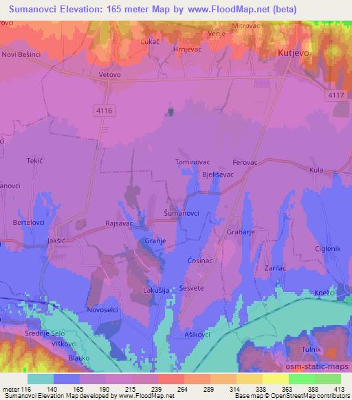 Sumanovci,Croatia Elevation Map