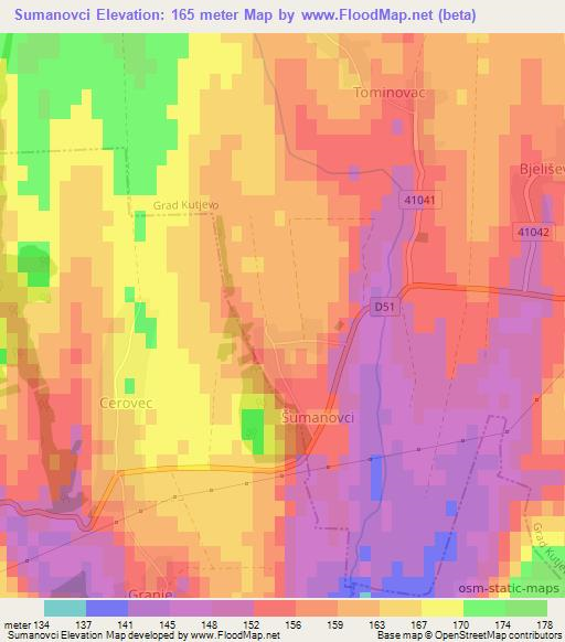 Sumanovci,Croatia Elevation Map