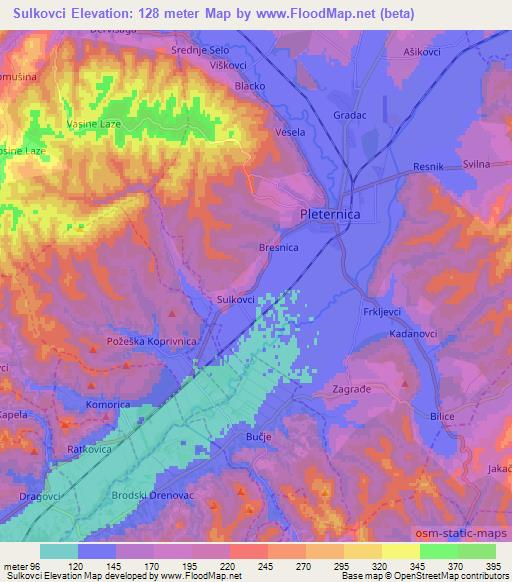 Sulkovci,Croatia Elevation Map