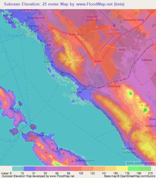 Sukosan,Croatia Elevation Map