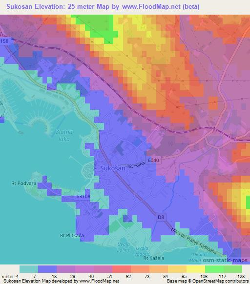 Sukosan,Croatia Elevation Map