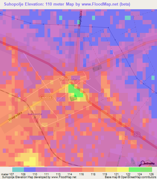 Suhopolje,Croatia Elevation Map