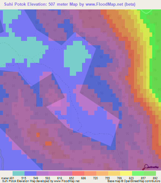 Suhi Potok,Slovenia Elevation Map