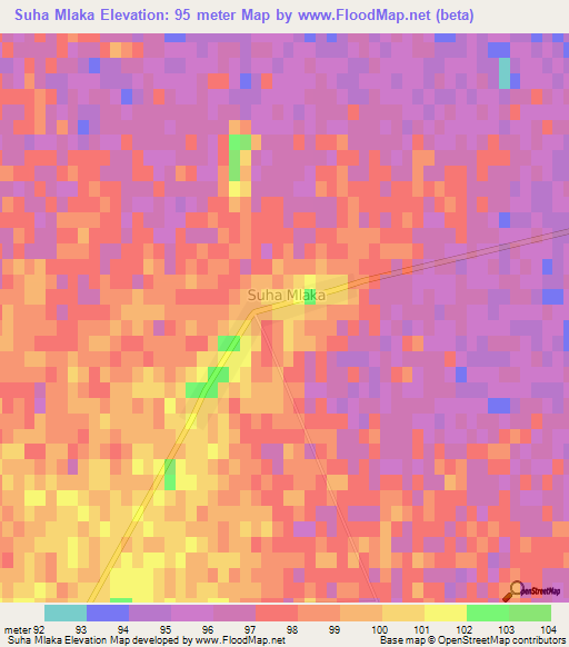 Suha Mlaka,Croatia Elevation Map