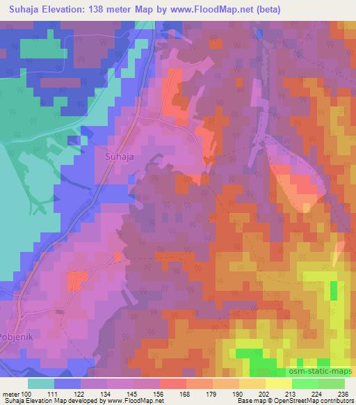 Suhaja,Croatia Elevation Map