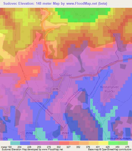 Sudovec,Croatia Elevation Map