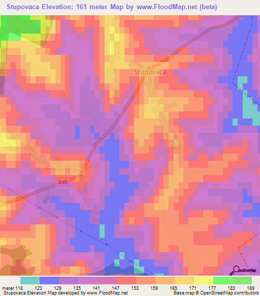 Stupovaca,Croatia Elevation Map