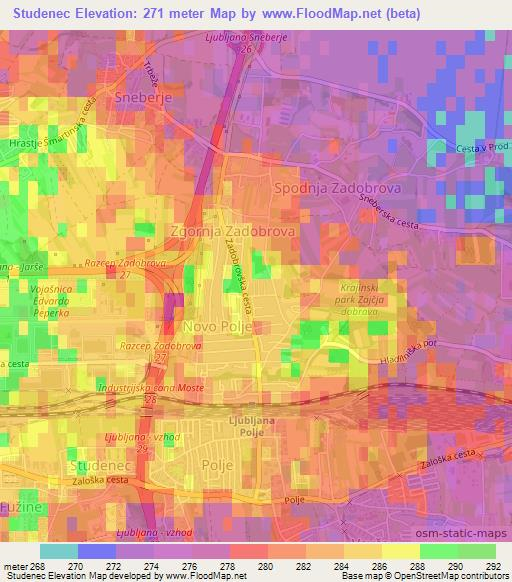 Studenec,Slovenia Elevation Map