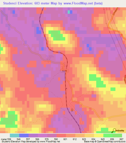 Studenci,Croatia Elevation Map