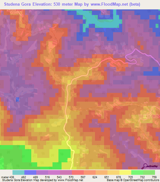 Studena Gora,Slovenia Elevation Map