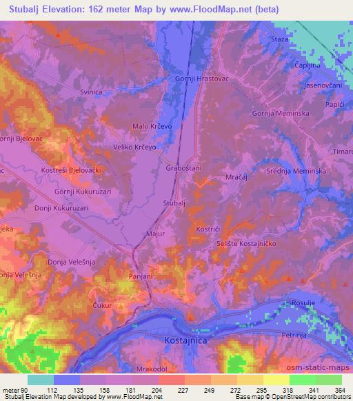 Stubalj,Croatia Elevation Map