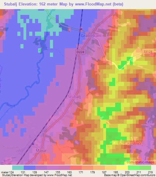 Stubalj,Croatia Elevation Map