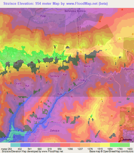 Strzisce,Slovenia Elevation Map