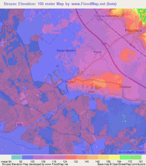 Struzec,Croatia Elevation Map