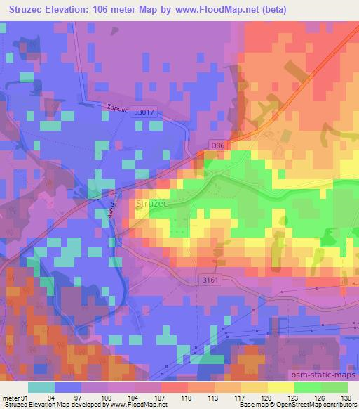 Struzec,Croatia Elevation Map