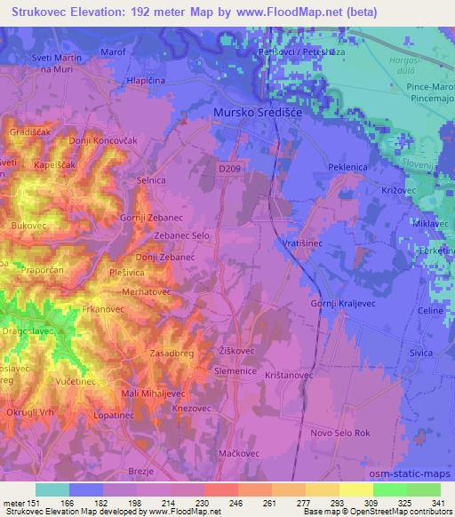 Strukovec,Croatia Elevation Map