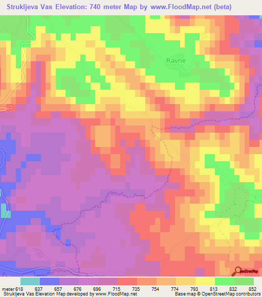 Strukljeva Vas,Slovenia Elevation Map