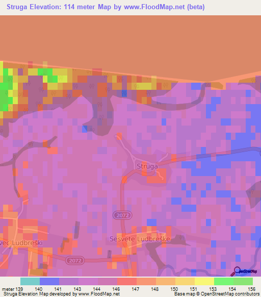 Struga,Croatia Elevation Map