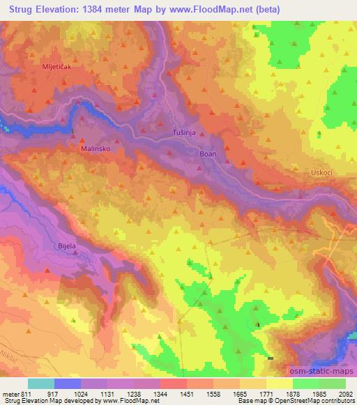 Strug,Montenegro Elevation Map