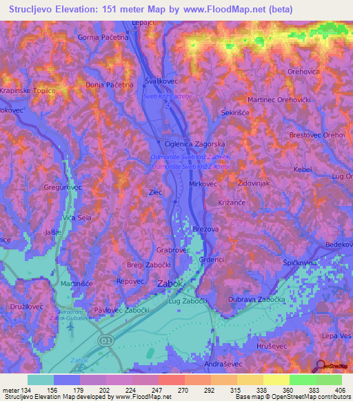 Strucljevo,Croatia Elevation Map